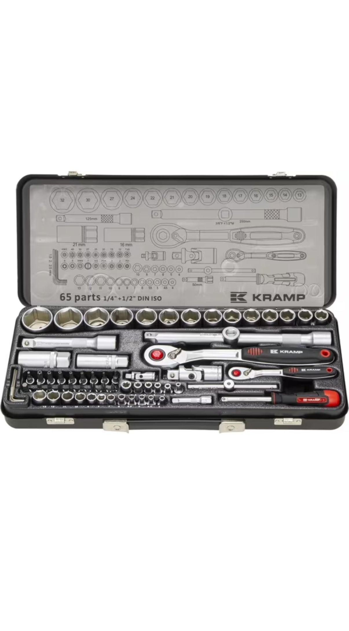 Pipesett 1/4" + 1/2" 65 deler