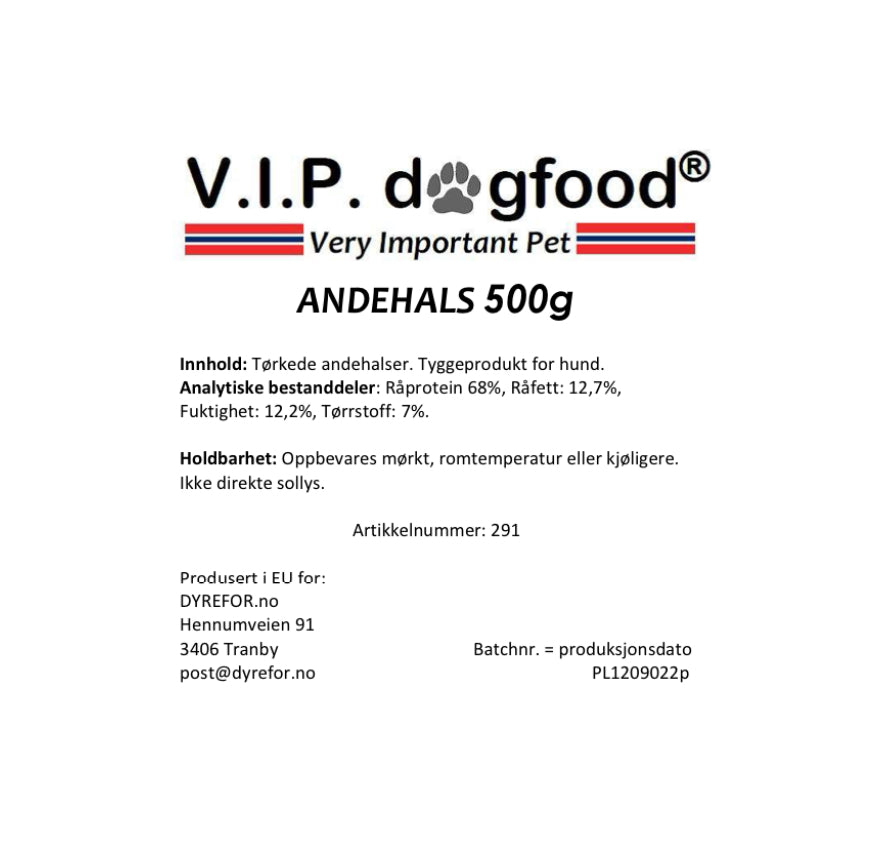 V.I.P andehals 500g