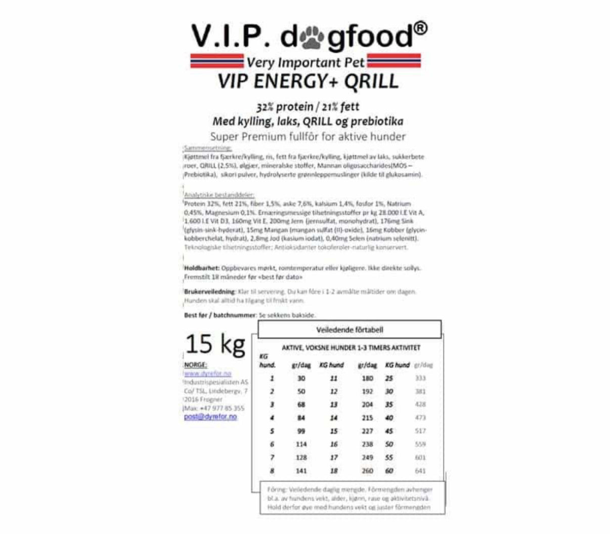 V.I.P ENERGY + QRILL 15kg