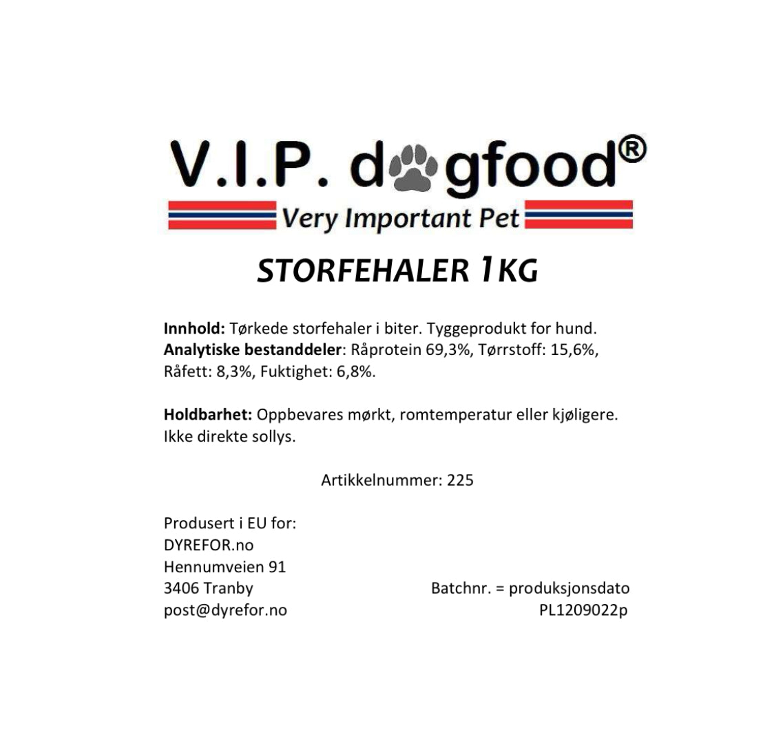 V.I.P tørket storfehaler 1kg